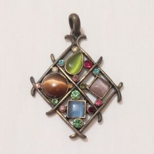 Multicolor Gemstone Pendant - Bronze